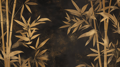 Golden bamboo leaves pattern design file showing intricate details on black background