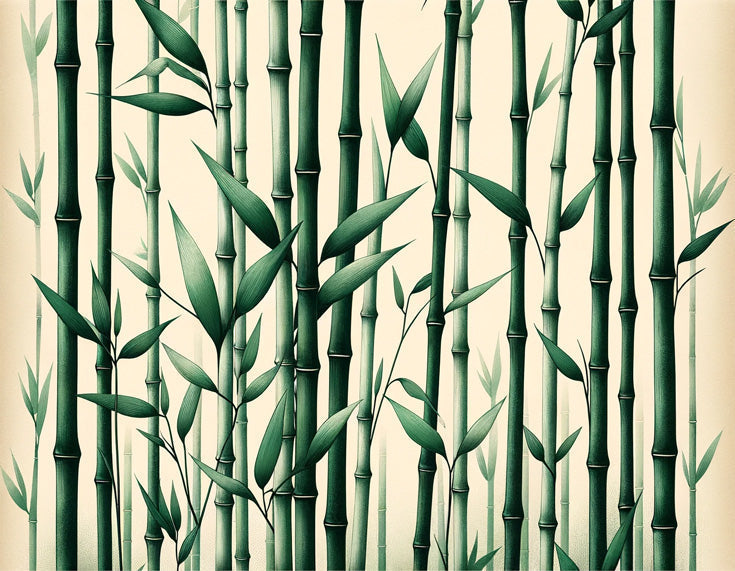 Bamboo forest wallpaper design file showing detailed green stalks on beige background