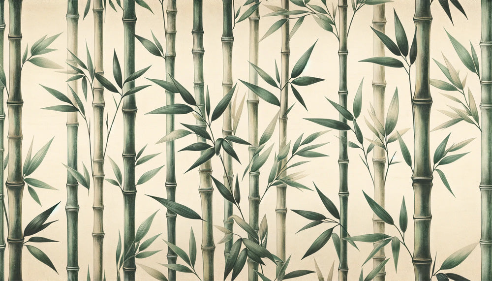 Japanese bamboo wallpaper design file showing detailed botanical pattern and rich green tones