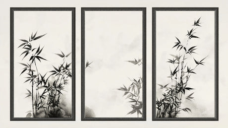 Black and white bamboo design file showing detailed ink brush strokes and pattern layout