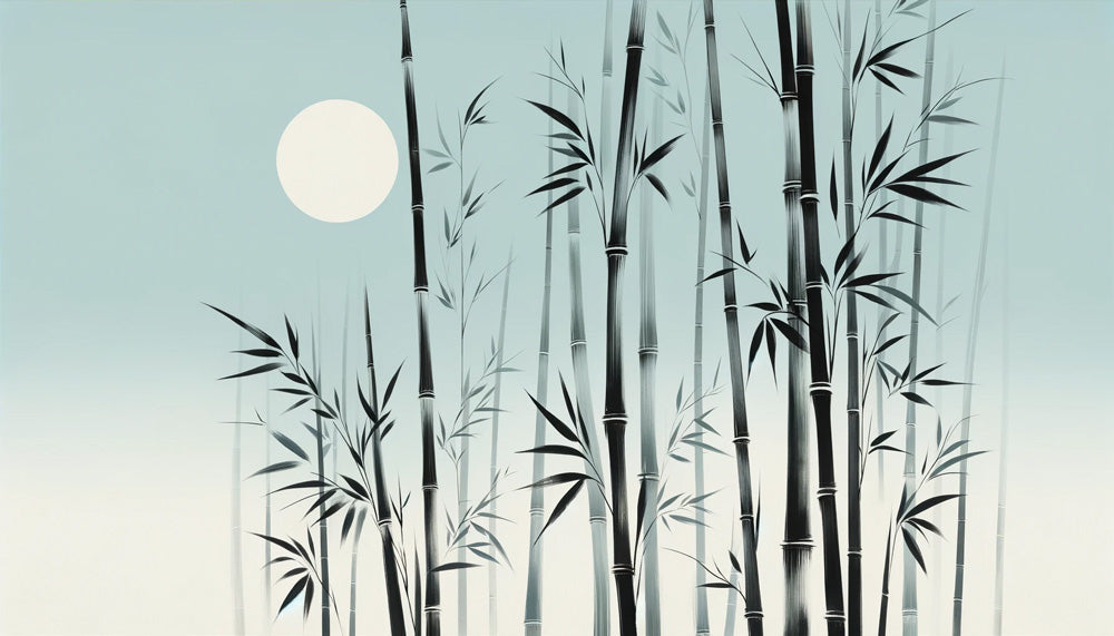 Japanese bamboo wallpaper design file showing detailed bamboo stems and moonlit background pattern