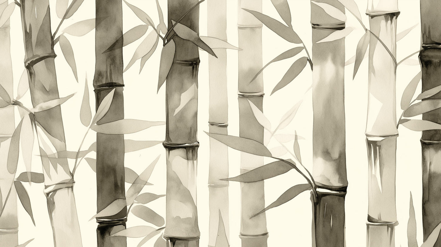 Bamboo forest wallpaper creating a zen atmosphere in a modern living room with grey furniture