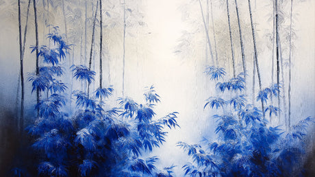 Bamboo forest wallpaper design file showing detailed misty blue bamboo pattern