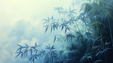 Japanese bamboo wallpaper design file showing misty blue oriental pattern