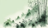 Bamboo forest wallpaper design file showing misty green watercolor pattern with elegant bamboo stalks