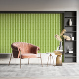 Modern Bamboo Pattern Wallpaper creating a serene atmosphere in a minimalist living room