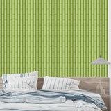 Green Bamboo Wallpaper adding vertical interest to a contemporary home office