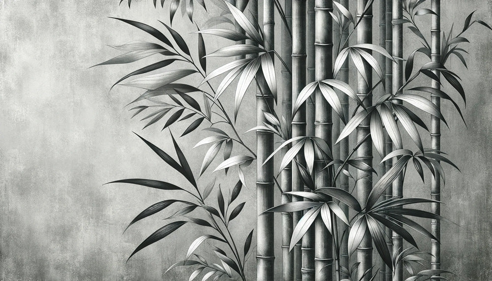 Monochrome Bamboo Forest Wallpaper design file showing detailed stems and leaves pattern