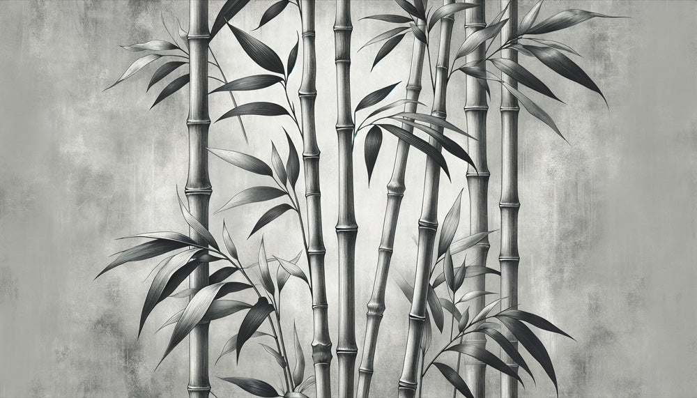 Monochrome bamboo forest design file showing detailed stems and leaves pattern