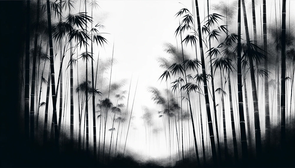 Black and white bamboo forest design file showing detailed pattern and textures