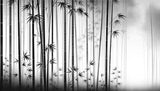 Bamboo Forest Wallpaper design file showing detailed monochrome pattern with misty gradient background