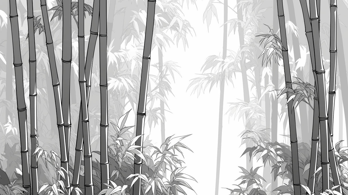 Monochrome bamboo forest design file showing detailed stems and leaves pattern