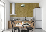 Natural bamboo wallpaper bringing warmth to home office
