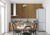 Bamboo wall design enhancing hallway with vertical pattern