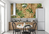 Oriental bamboo wallpaper making a statement in a minimalist dining room