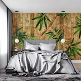 Natural bamboo design enhancing an entry hall with its golden wood background