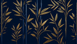 Navy and gold oriental bamboo wallpaper design file showing intricate pattern detail