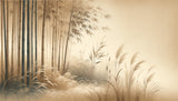 Oriental bamboo forest design file showing intricate misty beige pattern and detailed bamboo stems