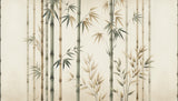 Oriental bamboo design file showing detailed sage green stems and beige leaves pattern