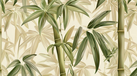 Bamboo wallpaper design file showing detailed green leaves on beige background
