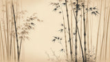 Bamboo Mural Wallpaper  Oriental Beige Forest Design - Detailed wallpaper pattern view