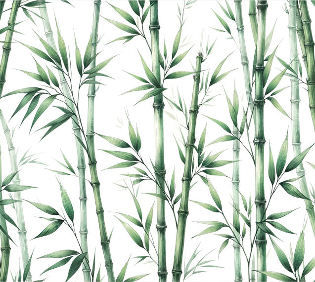 Green bamboo stems design file showing detailed watercolor pattern and natural textures