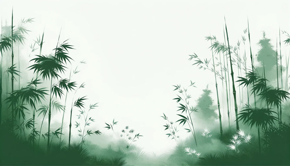 Bamboo wallpaper design file showing delicate watercolor bamboo stems and leaves pattern