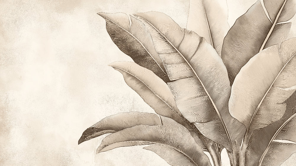 Banana Leaf Wallpaper design file showing detailed botanical pattern in elegant beige tones