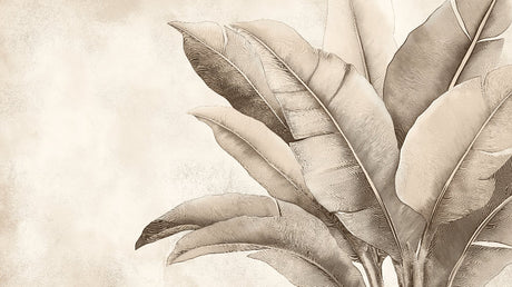 Banana Leaf Wallpaper design file showing detailed botanical pattern in elegant beige tones