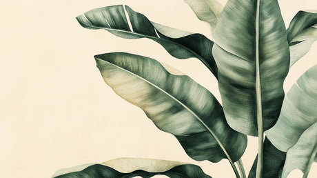 Large-scale tropical banana leaf wallpaper design file showing detailed leaf pattern and texture