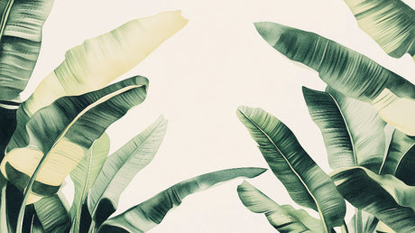 Tropical banana leaf wallpaper design file showing detailed green foliage pattern on white background