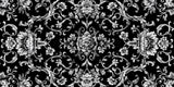 Design file showing intricate black and silver baroque floral pattern