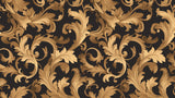 Gold floral baroque pattern design file showing intricate details on black background