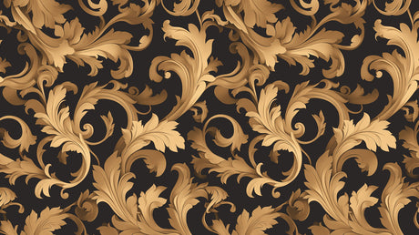 Gold floral baroque pattern design file showing intricate details on black background