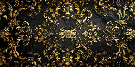 Design file showing intricate black and gold baroque pattern details