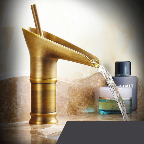 Waterfall Bathroom Faucet  Antique Brass Single Handle Design - Product detail 13