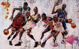 Basketball wallpaper design file showing detailed sports action artwork with vibrant color splashes