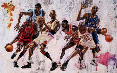 Basketball wallpaper design file showing detailed sports action artwork with vibrant color splashes