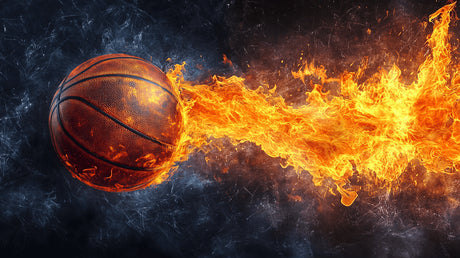 Design file of basketball wallpaper showing detailed flames and smoke pattern
