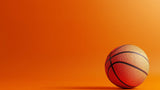 Basketball wallpaper design file showing detailed leather texture and dynamic orange gradient background