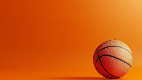 Basketball wallpaper design file showing detailed leather texture and dynamic orange gradient background