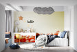 Basketball wallpaper bringing sporty vibes to a modern teen bedroom, orange and neutral tones creating depth