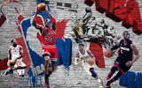 Basketball legends street art wallpaper design file showing full pattern and colors