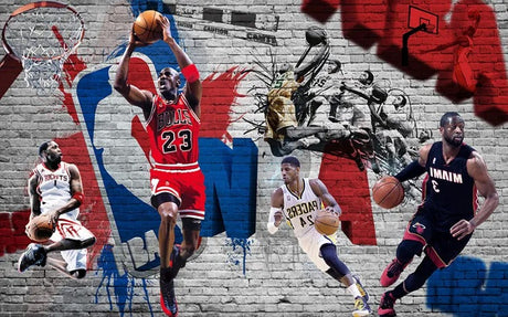 Basketball legends street art wallpaper design file showing full pattern and colors