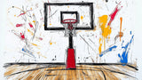 Basketball mural wallpaper design file showing detailed street art pattern with hoop and paint splashes