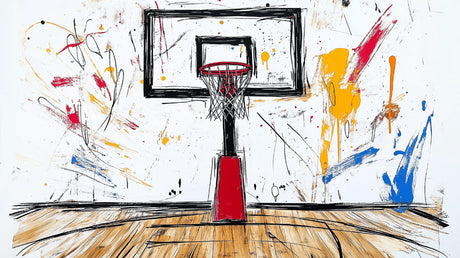 Basketball mural wallpaper design file showing detailed street art pattern with hoop and paint splashes