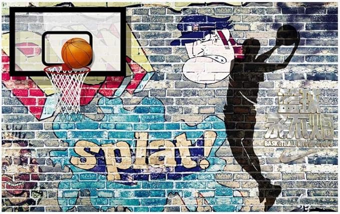 Basketball graffiti wallpaper design file showing detailed urban art pattern and spray paint elements