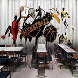 Basketball wall mural displayed in a cool game room showing street art energy