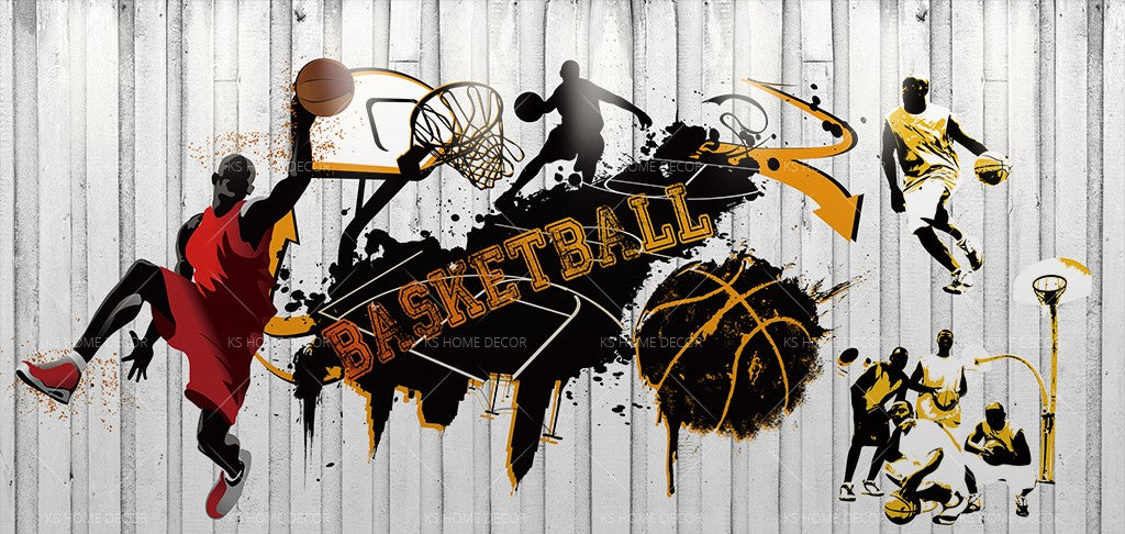 Basketball street art wallpaper design file showing urban sports pattern with graffiti elements