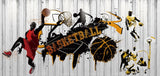 Basketball street art wallpaper design file showing urban sports pattern with graffiti elements